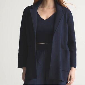Quince 100% Organic Cotton Knit Blazer Navy Blue Womens size Small